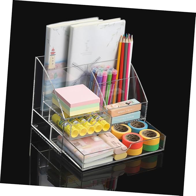 Compartment Storage Box Transparent Acrylic Desktop Organizer for Office Supplies Makeup Jewelry and Accessories Multi Drawer Storage for Use