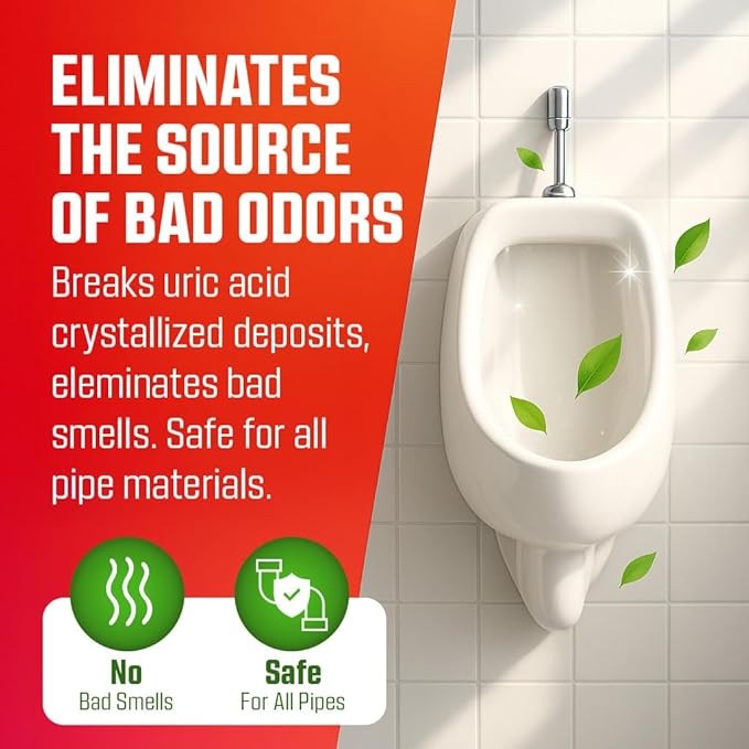 LVAP Heavy Duty Urinal Salt Remover – Made in USA – Commercial Grade Urinal Drain Cleaner & Odor Eliminator. Removes Salt, Calcium, Rust and Scale Build Up – 32 fl oz Bottles - 12 Pack