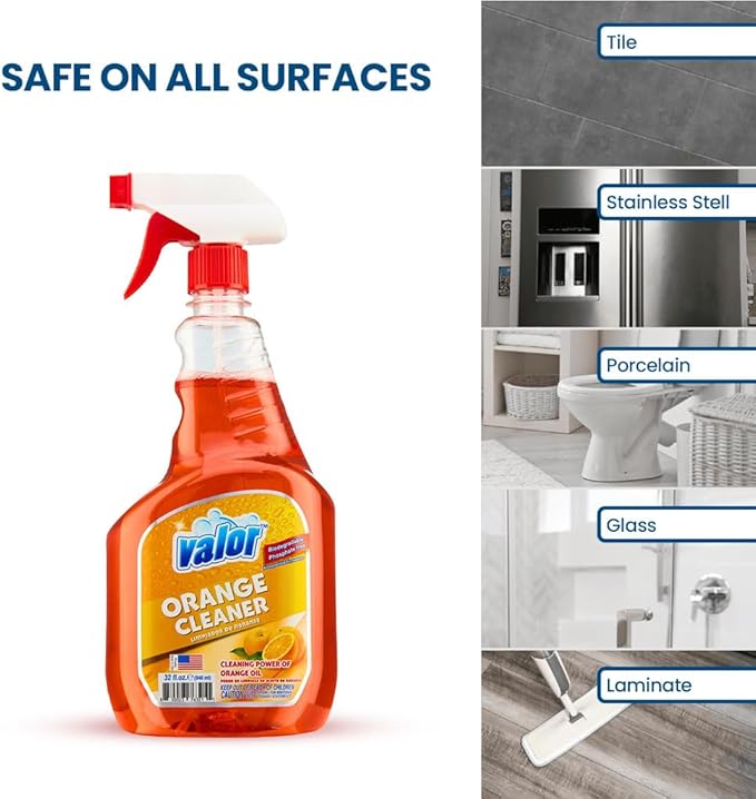 Valor All-Purpose Cleaner with Trigger Sprayer, 32 fl oz – Powerful Degreaser, Multi-Surface Use, Biodegradable Formula, Made in USA (32 Fl Oz (Pack of 1))
