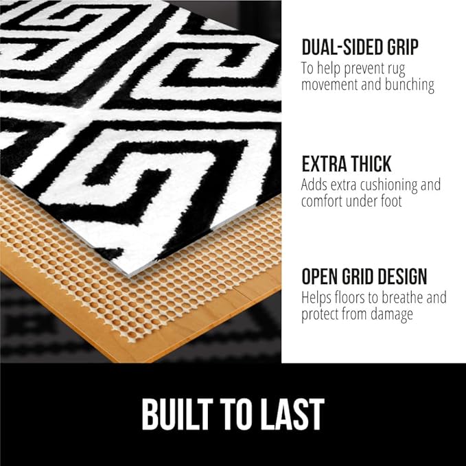 GORILLA GRIP Strong Rug Pad Gripper, 8x11 FT, US Designed, Grips Help Keep Area Rugs Safe and in Place, Slip and Skid Resistant Pads for Hard Floors, Under Carpet Mat Cushion and Hardwood Protection
