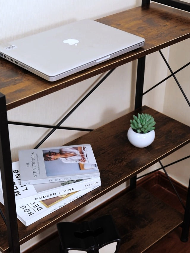 3 Tier Bookshelf, 32 x 36" Industrial Bookcase with Strong Metal - Image 8