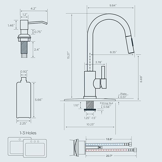 FORIOUS Oil Rubbed Bronze Kitchen Faucet with Soap Dispenser, High Arc Modern Sink Faucet with Pull Down Sprayer and Deck Plate Fit for 1 or 3 Hole for Pot Filler Bar Farmhouse Laundry Rv, ORB