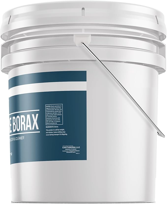 Earthborn Elements Borax Powder (3.5 Gallons), Multipurpose Cleaner & Detergent Booster, Resealable Tub