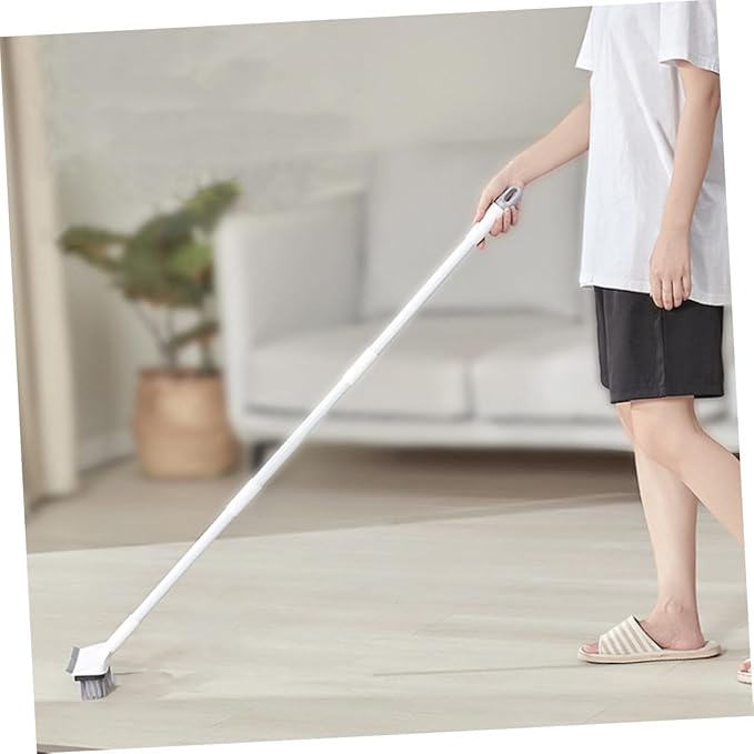 Long Handle Floor Scrub Brush with Squeegee Heavy Duty Tile Scrubber for Bathroom and Household Floor Cleaning Ergonomic Water Removal Tool