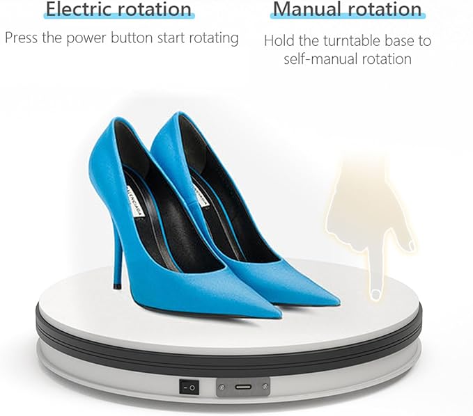 YVV White 13.8in Motorized Rotating Display Stand, 360° Electric Turntable for Photography, Product Display, Jewelry, Models, 22LB Load Capacity, USB Powered Spinning Display Platform