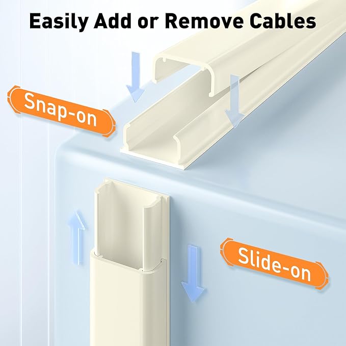 Delamu Beige Cord Hider, 56.7in Beige Cable Hider, Cord Covers for Wires on Wall, Wire Hider Wire Covers for 2-3 Cords for TV on Wall, Easier Setup Cable Cover Management, 4X L14.2 W0.94 H0.47in