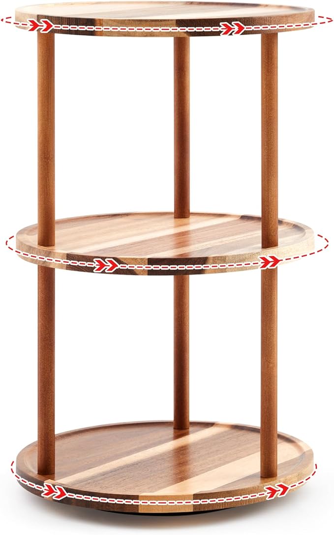 3-tier Lazy Susan Organizer 10 Inch, Rotating Spice Rack, Spinning Organizer, Industrial Turntable Spice Rack for Cabinet, Kitchen Countertop, Pantry