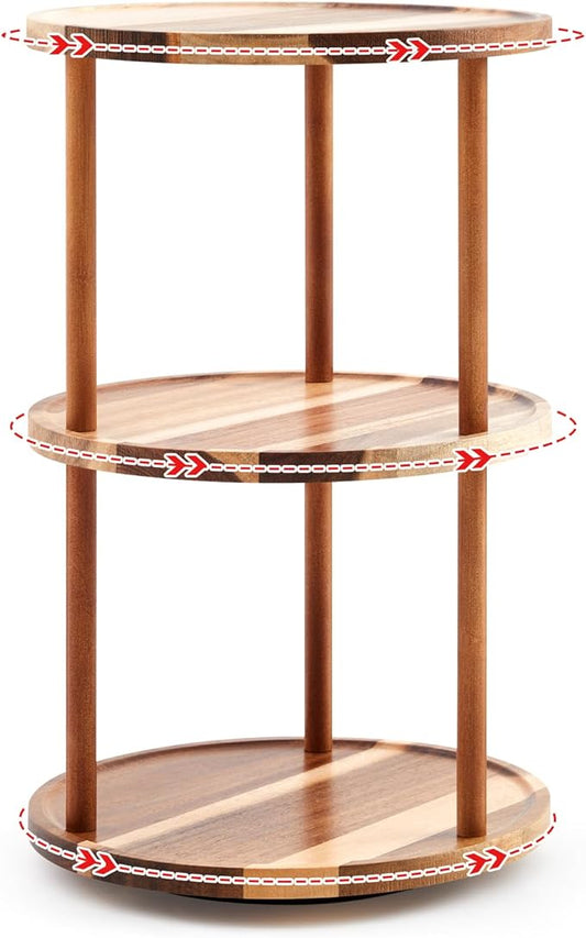 3-tier Lazy Susan Organizer 10 Inch, Rotating Spice Rack, Spinning Organizer, Industrial Turntable Spice Rack for Cabinet, Kitchen Countertop, Pantry