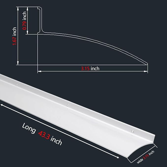 Aluminum Overhead Door Rain Drip Cap Guard for Exterior Door and Window Top,43.3” Drip Edge Flashing,Deflectord,Diverter, Anodized 1PCS Silver