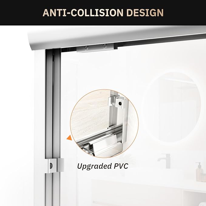 Tub Shower Door, 56-60" W x 57" H Semi-Frameless Bypass Double Sliding Bathtub Door with 1/4 inch Clear Tempered Glass for Walk in Shower, Chrome