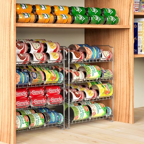 Simple Houseware 2 Tier Stackable Can Rack, Silver, 2 Pack - Image 7
