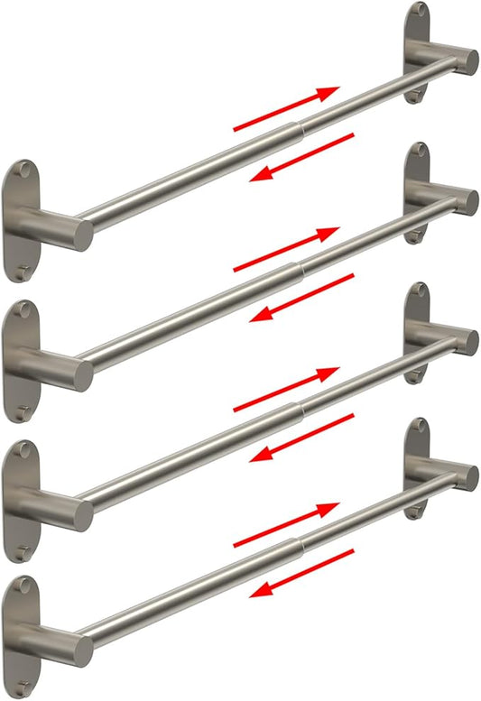 Towel Bar, Adjustable 14.4inch - 25.2inch Towel Rack, Self Adhesive & Wall Mounted for Bathroom Kitchen Hand Towel Holder Cloths Hanger SUS 304 Stainless Steel Organizer Single Bar (4, Brushed Nickel)