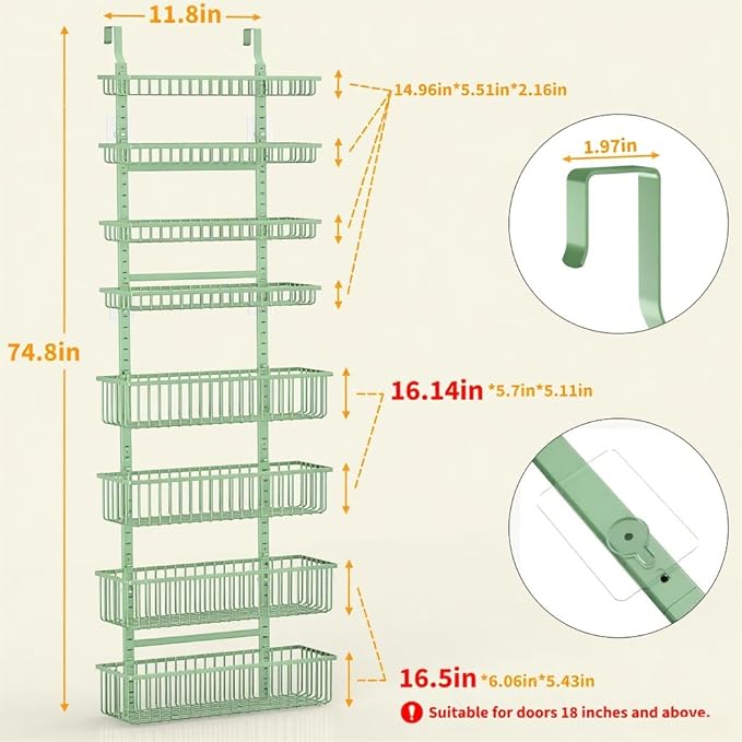 Over-the-Door Pantry Organizer — Sage Green