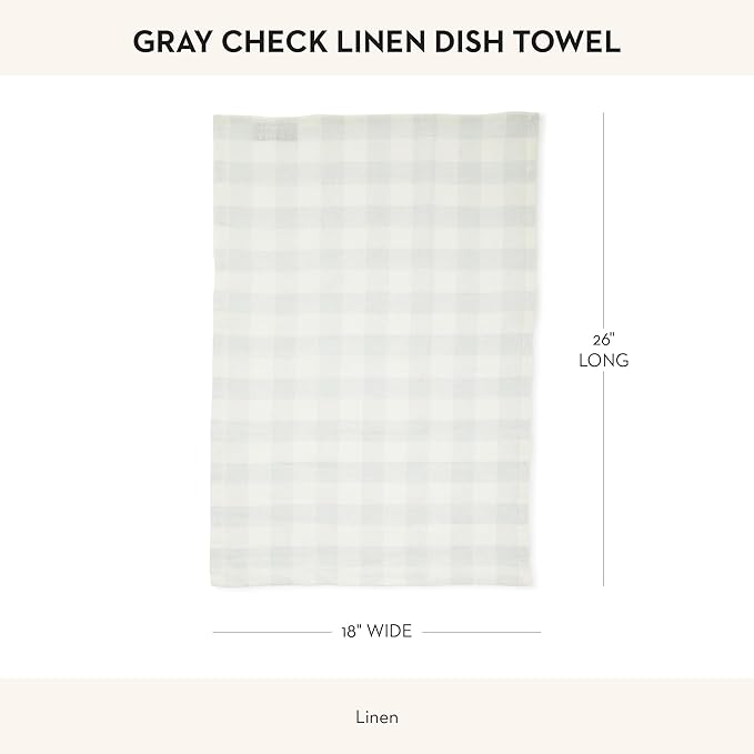 MACKENZIE-CHILDS Linen Dish Towel, Decorative Kitchen Towel, Gray Check