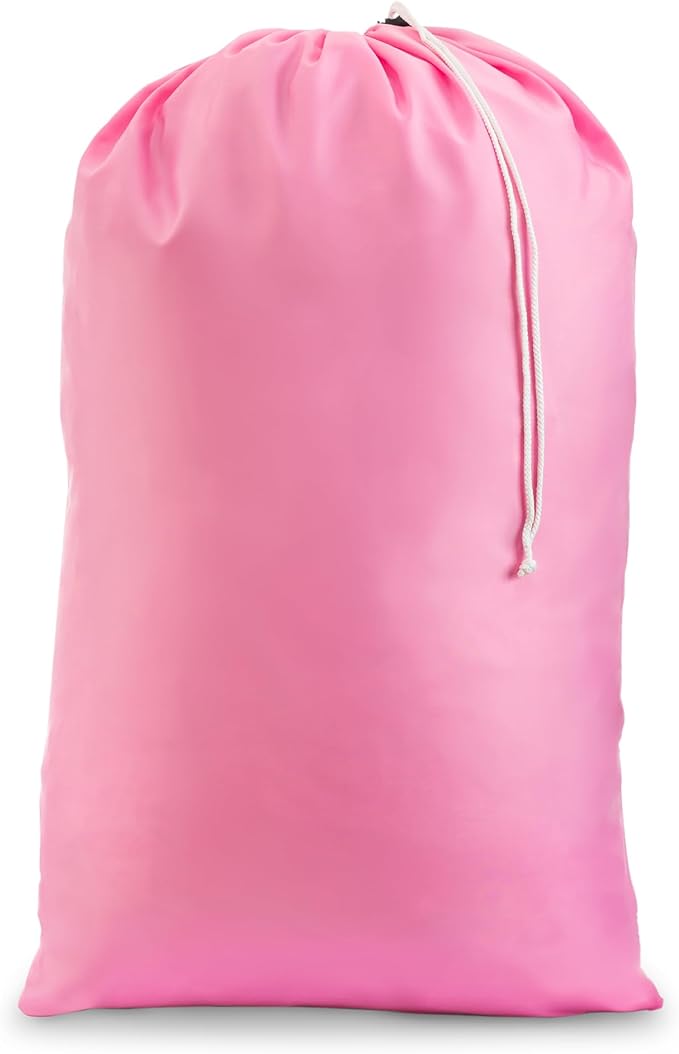 Nylon XL Laundry Bag - Locking Drawstring Closure, Machine Washable, These Large Bags Will Fit a Laundry Basket and Strong Enough to Carry up to Two Loads of Clothes (Pink | 30" x 40")