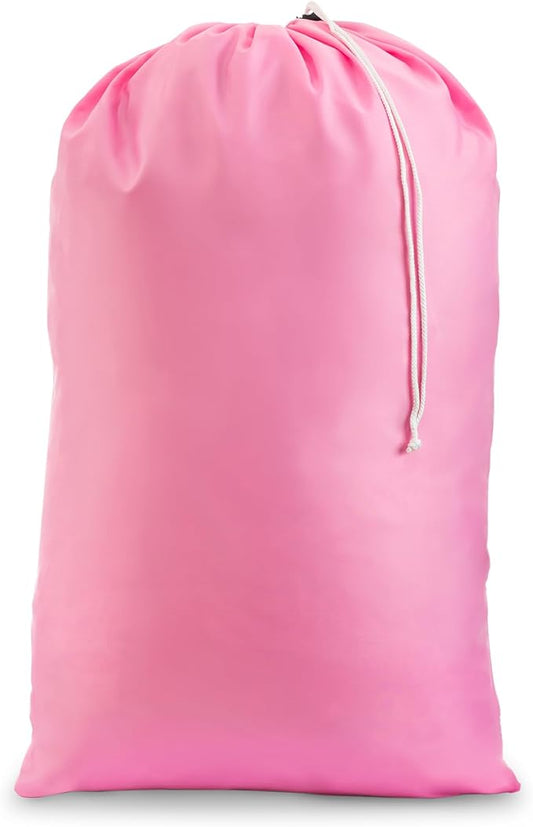 Nylon XL Laundry Bag - Locking Drawstring Closure, Machine Washable, These Large Bags Will Fit a Laundry Basket and Strong Enough to Carry up to Two Loads of Clothes (Pink | 30" x 40")