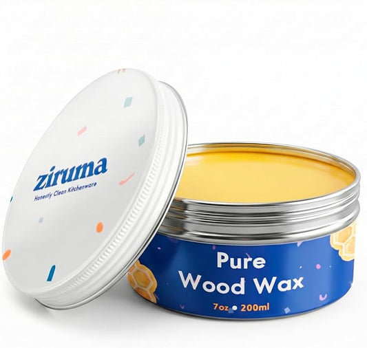 Non-Toxic Wood Wax - Natural Wood Conditioner for Butcher Blocks, Wooden Utensils & Bowls – No Mineral Oil, No Petroleum - Pure Beeswax, Lemon & Flaxseed Oil [7 oz] by Ziruma