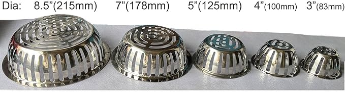 SUS304 Stainless Steel Roof Dome Drain Cover Strainer Anti-Clogging Atrium Grate 2pcs/pk (Φ: 3.5 inch)