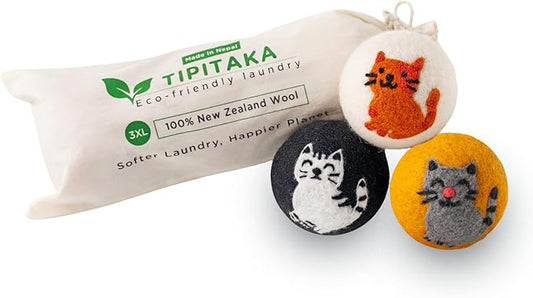 Laundry Wool Dryer Balls | Natural Fabric Softener – Reusable, Eco-Friendly, Reduces Drying Time – Wool Balls Replaces Dryer Sheets - 3 XL Pack - Laundry Balls for Dryer