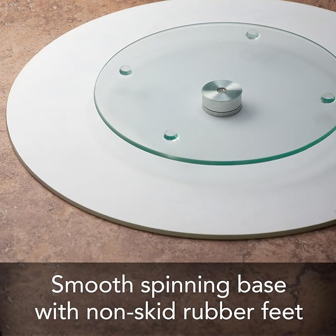 CounterArt Spring Mushrooms 4mm Tempered Glass Lazy Susan Turntable 13" Diameter Condiment Caddy Cake Plate Pizza Server