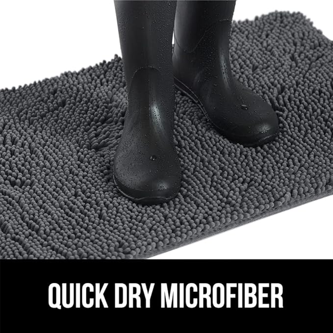 GORILLA GRIP SoakSTOPPER Dog Door Mat, 60x36 Machine Washable Rug Absorbent Doormat Captures Moisture Mud Dirt, Quick Dry Soft Chenille Entryway Rugs Indoor Entrance Mats for Dog Paws, Charcoal