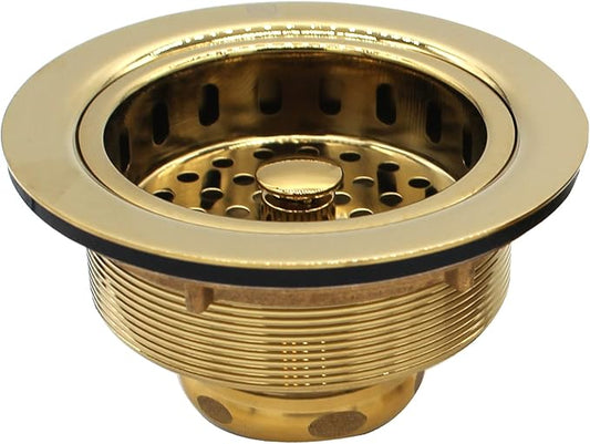 Westbrass R214-01 3-1/2-Inch Large Post Style Kitchen Sink Basket Strainer, Polished Brass