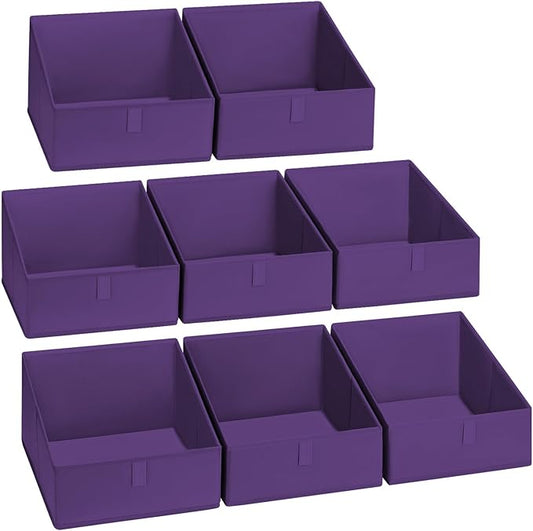 DIMJ Closet Storage Bins 8 Pack - Fabric Trapezoid Closet Organizer Bin, Foldable Storage Baskets for Shelves, Closet Shelf Organizer, Clothing Storage Box for Toys, Books, Towel, Clothes, Purple