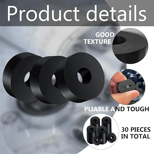 30 PCS Rubber Washer for Bolts, Rubber Flat Washers 3/4 Inch OD x 1/4 Inch ID x 1/4 Inch Thickness Rubber Spacers Black Non-Slip Thick Grommets Vibration Isolation