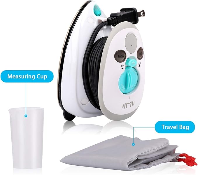 IIMII Mini Travel Steam Iron, Dual Voltage 420W Power, Fast Heat Up, Powerful Steam, Non-Stick Soleplate and Compact Design, Best Travel Quilting Sewing Iron