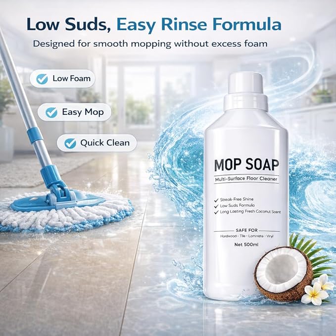 Mop Soap for Floor Cleaning, 2 Pack 16.9 Fl Oz Concentrated Mop Soap Brazilian Waves, Multi-Surface Floor Cleaner for Bathroom, Kitchen & Tile Floors