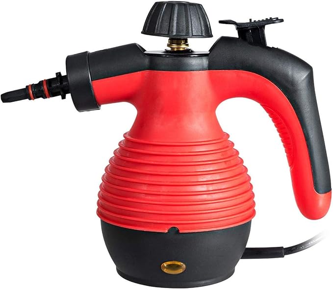 GOFLAME Steam Cleaner 1050W Handheld Multi-Purpose Powerful Steam, Sanitizer, Steamer, Steam Iron, Remove Stains/Grease from Bathroom, Kitchen (Red)