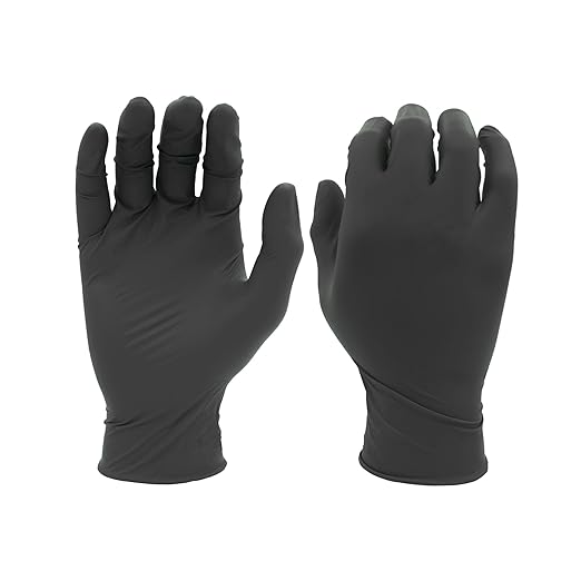 SHOWA 6112PF Sustainable EBT Latex-Free, Powder-Free, Nitrile Disposable Single Use Safety Gloves, 4 Mil, 9.5" Length, Black, X-Large, (1 Box/100 Gloves)