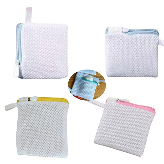 4 Pack Laundry Bags Zipper Mesh Wash Bags Holder for Washing Machine Cleaner Tablets Descaler Deep Cleaning Washer Cleaner Tablet Fabric Smell Deodorizer In-Wash Laundry Scent Booster Beads