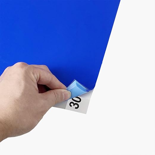 Sticky mat with Adhesive,Tacky pad 24" x 36",for Construction,Science Lab Door Matting,Basketball Shoes,Cleanroom,Laboratory and Hospital. (12, Blue, 24"x36")