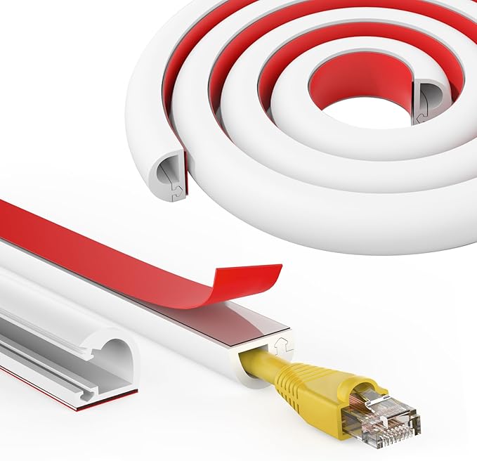 Wall Cord Hider 390 Inch, Self Adhesive Cable Hider Cord Cover for Wires, Flexible Wire Cover Cable Raceway for Cord Management W0.59 H0.39in White