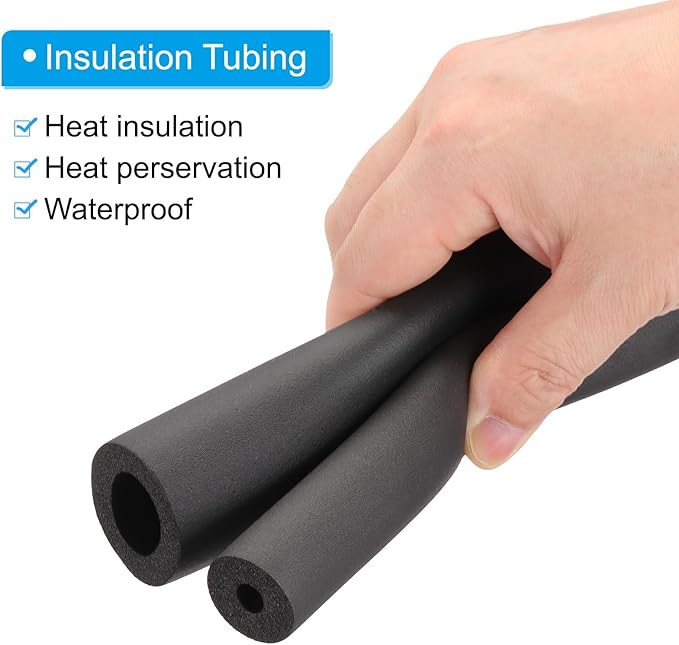 PATIKIL 1-11/16"(43mm) ID x 6.6Ft Pipe Insulation Foam Tubes, Pipe Cover Wrap Roll Bar Padding Tubing for Handle Grip HVAC Outdoor Air Conditioner Units, Black