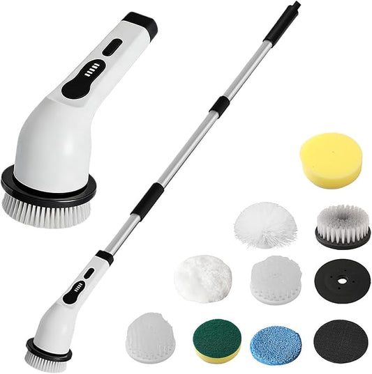 Electric Brush for Cleaning - Adjustable Handle Gadgets,Rechargeable Cordless Shower Scrubber | Car Kitchen Home Shower Floor Tile Tub Grout Wall Toilet