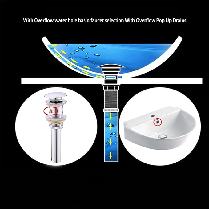 Bathroom Basin Sink Push Button Drain Stopper with Removable Brass Strainer Basket, with Overflow Chrome Push Pop Up Drain Assembly Polished Chrome,83606-1C.