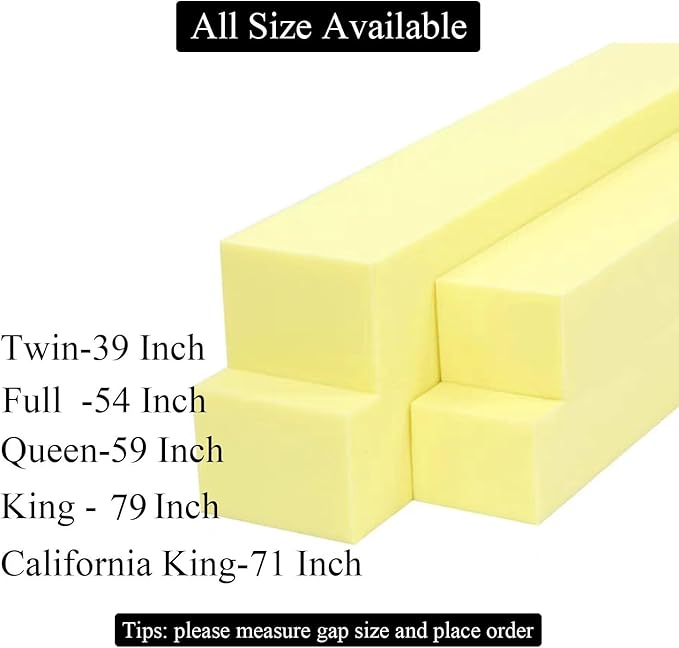 Bed Gap Filler for Headboard Space Filler Bed Crack Pillow Stopper Wall Side Mattress Extender Memory Foam Mattress Gap Filler Queen Size Bed 59x8x12 Inches