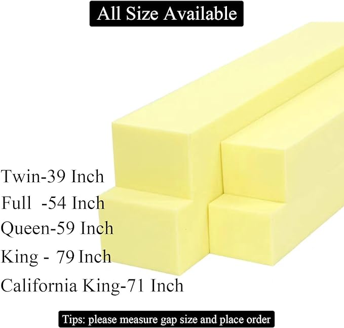 Bed Gap Filler for Headboard Space Filler Bed Crack Pillow Stopper Wall Side Mattress Extender Memory Foam Mattress Gap Filler Queen Bed 59x4x8 Inches