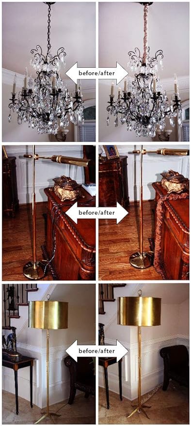 Royal Designs, Inc. Cord & Chain Cover 4 ft Silk Type Fabric, Chandelier Pendant Lighting Chain & Cable Management, Touch Fastener, Eggshell - 2 Pack