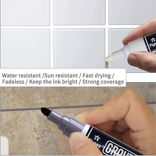 5 PCS Tile Grout Pen Home Repair Pen Tile Paint Markers for Tiles Floor Wall Bathroom Kitchen Repair Tools (Dark Gray)