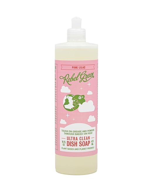 Rebel Green Super Deluxe Dish Soap - Plant-Based Sustainable Dishwashing Soap - Pink Lilac Scent - 16 fl oz - 1 Pack