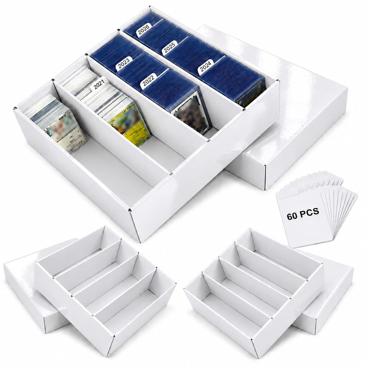 4 Row Toploader Trading Card Storage Box with Divider - Image 1