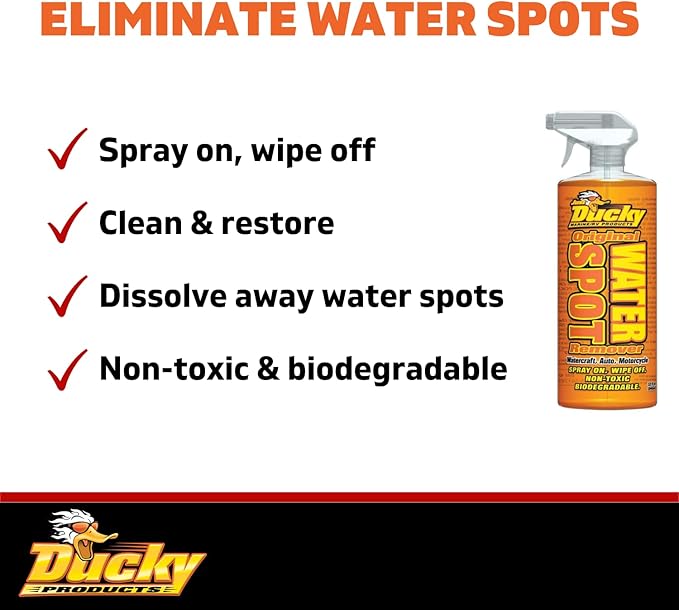 DUCKY PRODUCTS Original Water Spot Remover: Spray for Boat, Car, Motorcycle & RV Exterior Detailing, 128 oz