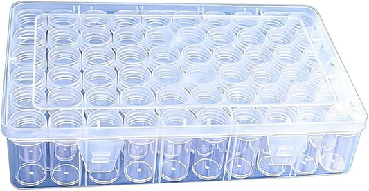 60pcs Diamond Art Painting Storage Containers with Clear Lids & Stickers, Complete Color Kit Round Beads Organizer Box for DIY Crafts Jewelry, Portable Stackable Art Supply Case