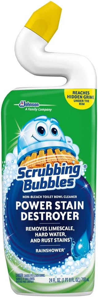 Scrubbing Bubbles Toilet Bowl Cleaning Gel, Non-Bleach Bathroom Cleaner, Gets Rid of Limescale and Hard Water + Rust Stains, Rainshower Scent, 24oz