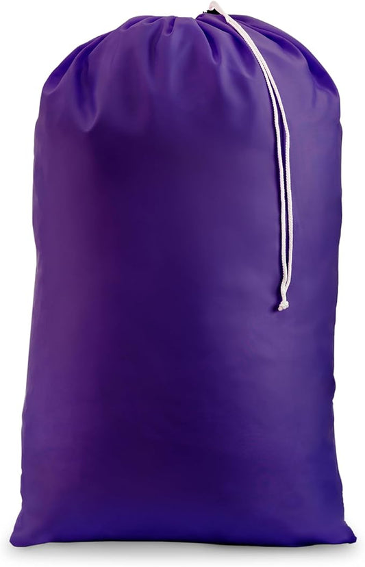 Nylon XL Laundry Bag - Locking Drawstring Closure and Machine Washable. These Bags will Fit a Laundry Basket or Hamper and Strong Enough to Carry up to Three Loads of Clothes (Purple)