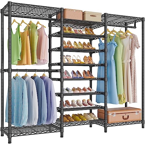 VIPEK S3 Heavy Duty Garment Rack with 8-Tier Shoe Rack, Black - Image 2