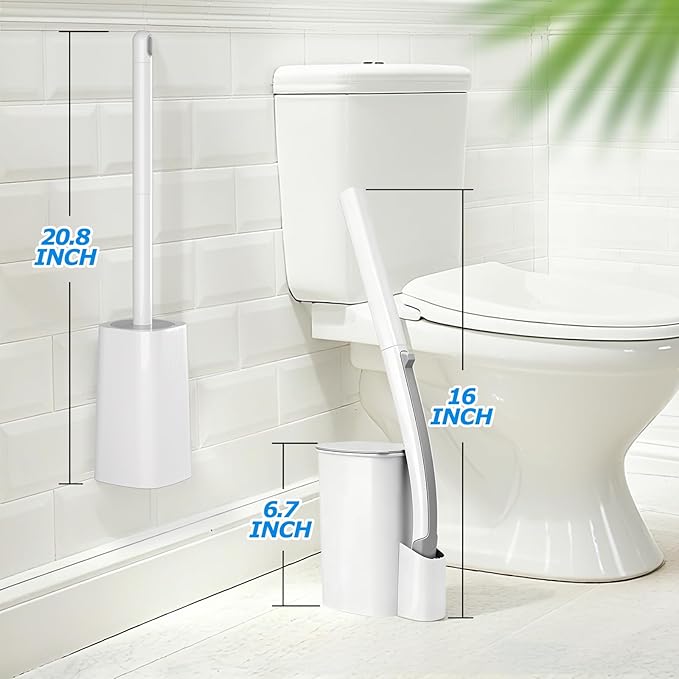 Disposable Toilet Brush&Toilet Bowl Brush and Holder Set - Toilet Scrubber Brush,Toilet Bowl Cleaners,Household Essentials,Cleaning Supplies,White